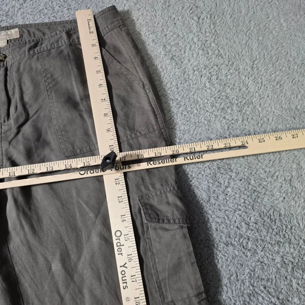 Banana Republic Womens 10 Cargo Pants Olive Green Linen Cotton Martin Fit Crop